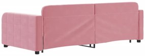 rózsaszín kihúzható bársony heverő 90 x 200 cm
