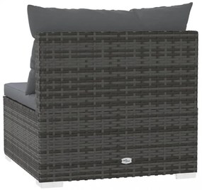 szürke polyrattan kerti középső kanapé párnákkal