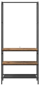 Ruhatartó polcokkal Régi fa 77 x 30 x 171 cm Faanyag