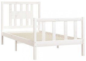 fehér tömör fenyőfa ágykeret fejtámlával 90 x 200 cm