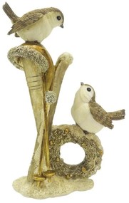 Karácsonyi dekoráció - Síléc koszorúval, madarakkal
