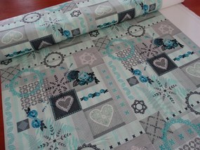 Mg Tk Asztalterítő 9732 Patchwork menta lengyel 160cm 0,5m