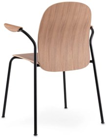 Konyakbarna-natúr színű karfás-rakásolható étkezőszék szett 2 db-os diófa dekorral Book – Gazzda