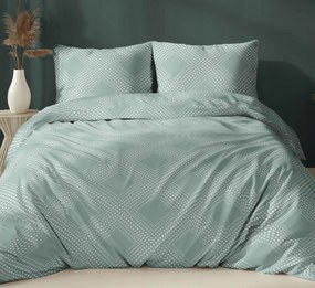 Szatén ágyneműhuzat 160x200 menta geometria cipzáras Karo szatén