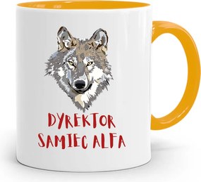 Igazgatónak Bögre Sárga Alfa Hím Igazgató fényképes nyomtatással