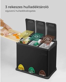 SORT szelektív hulladékgyűjtő, 24l (3x8l), fekete SongmicsHome