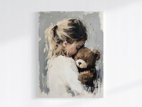 Canvas Vászonkép Portré Gyerek Lány Plüss Mackó 60x80