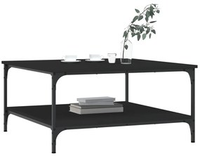 Fekete szerelt fa dohányzóasztal 80x80x40 cm