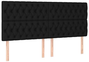 fekete szövet LED-es fejtámla 180x7x118/128 cm
