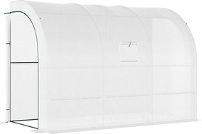 Outsunny Üvegház Polcokkal és Ablakokkal, Télen is Használható Acél Üvegház, Falra Szerelhető Üvegház Erkélyhez, Kerthez, Paradicsomház 300x150x213cm