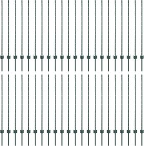 vidaXL Kerítésoszlop 44 pcs Zöld 160 cm Acél