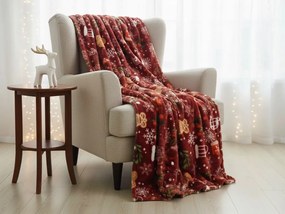 Karácsonyi mikroplüss pléd GINGERBREAD HEART, piros Méret: 160 x 200 cm