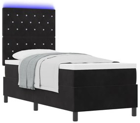 Boxspring Ágy Matrac és LED Fekete 80x200 cm Bársonyos