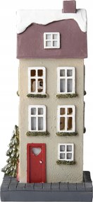 Figura Házikó Led Karácsonyi Dekoráció Ajándék 14cm