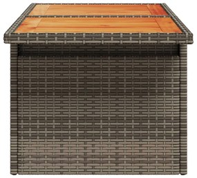 szürke polyrattan és akácfa kerti asztal 100 x 55 x 73 cm