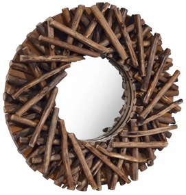 vidaXL kör alakú tíkfa falitükör 40 cm