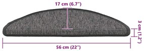 15 db bézs és szürke félkör alakú lépcsőszőnyeg 56 x 17 x 3 cm