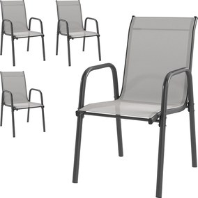 Outsunny 4 darab kerti szék — egymásra rakható terasz-/erkélyszék szellőző háttámlával, karfákkal, időjárásálló, 120 kg teherbírás — 51 x 69 x 87 cm |