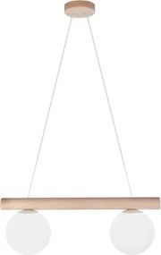 Kábeles függőlámpa WOODSTOCK 2xE27/15W/230V fa/krémszínű