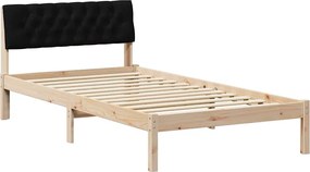 vidaXL Ágykeret fejtámlával Barna és fekete 100 x 200 cm Tömör fenyőfa