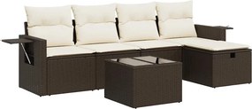vidaXL 6 részes barna polyrattan kerti ülőgarnitúra párnával