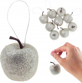 Bombák Alma Medálok Karácsonyfára Csillámos Alma Díszek 9db Ezüst