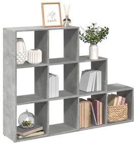 3 szintes betonszürke szerelt fa könyvespolc 137,5x29x103,5 cm