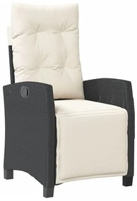 3 részes fekete polyrattan kerti étkezőgarnitúra párnákkal