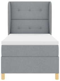 Box Spring Ágy Matrac nélkül - Világosszürke, 90x200 cm, Szövet