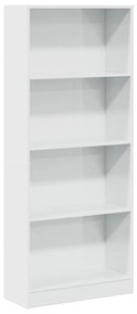 magasfényű fehér szerelt fa könyvespolc 60 x 24 x 143 cm