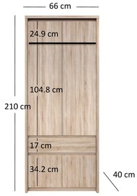 Ruhásszekrény Noella (szonoma tölgy). 1053138