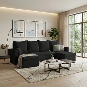 DIZY-U ággyá alakítható sarokkanapé Fekete