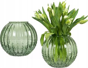 Üvegváza Zöld Kerek átlátszó ágcsokrokhoz 20cm