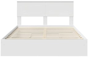 vidaXL Tárolós Ágy fejtámlával fiókkal Fehér 150 x 200 cm Faanyag