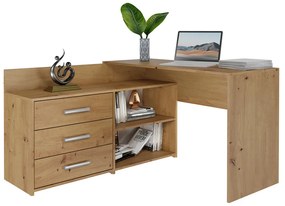 Dany sarok íróasztal polccal, tárolóval, tölgy