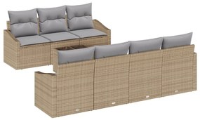 8 részes kerti étkező szett párnákkal bézs poli rattan