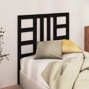 fekete tömör fenyőfa ágyfejtámla 106x4x100 cm
