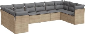 vidaXL 10 részes bézs polyrattan kerti ülőgarnitúra párnával