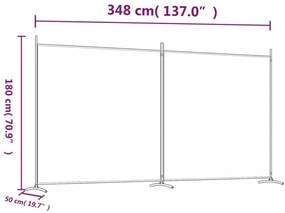 2 paneles fekete szövet térelválasztó 348 x 180 cm