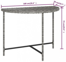 szürke polyrattan kerti asztal 100 x 50 x 75 cm