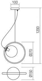 Redo 01-2320 - Csillár zsinóron KLEIDI 1xE14/28W/230V átm. 27 cm fekete