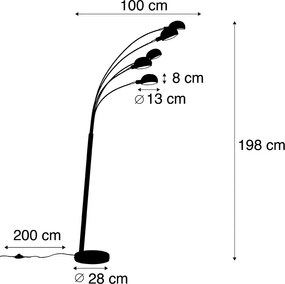 Okos állólámpa fekete 5-lámpás, Wi-Fi-vel B35 - Sixties