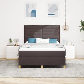 Box Spring Ágy Matraccal és LED Sötétbarna 140x200 cm Szövet