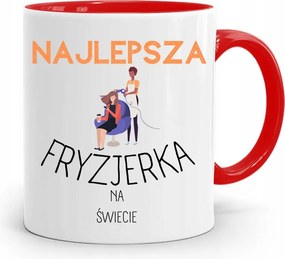 Piros Fodrász Bögre Legjobb Fodrásznő nyomott mintával