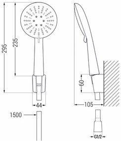 Mexen tartozékok - 1 pontos kézizuhany készlet R-67, fekete, 785675052-70