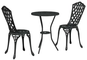 vidaXL Kert Bistro Készlet 3 pcs Fekete Alumínium