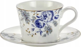 Porcelán csésze csészealj kék virágok