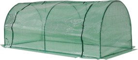 Outsunny Kültéri Üvegház 200x100x80 cm Típusú Kert Alagút Üvegház Acél Váz és PE Borítással - Kicsi Üvegház Növénytermesztéshez paradicsomhoz Zöld | A