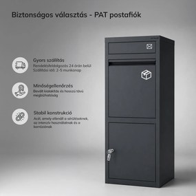 Csomag- és levélláda paczkobox, fém, kültéri, zárható, antracit PAT