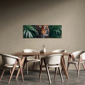 Kép - Egy tigris portréja a dzsungelben (órával) (90x30 cm)